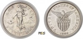 1142-Philippines
 Administration américaine
 Epreuve sur flan bruni du 1 peso - 1908 Philadelphie.
 Très rare - 500 exemplaires.
 20.0g - KM 172
...