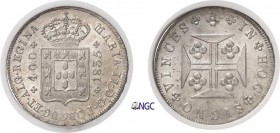 1171-Portugal
 Marie II (1834-1853)
 400 reis - 1835.
 Qualité remarquable.
 14.68g - Gomes 16.03 - KM 403.2
 Pratiquement FDC - NGC MS 64