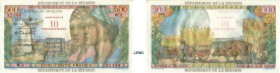 1197-Réunion
 500 francs surchargé 10 Nouveaux Francs - Type 1964 - Non daté - Alphabet W.1- N°82144.
 Kolsky 445b - Pick 54b
 Neuf - PMG GEM UNC 6...