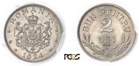 1199-Roumanie
 Ferdinand Ier (1914-1927)
 Epreuve en cupro-nickel du 2 lei - 1924 (éclair) Poissy.
 Frappe monnaie - Tranche striée.
 Rarissime.
...