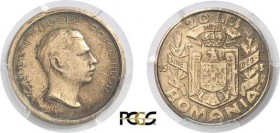 1204-Roumanie
 Charles II (1930-1940)
 Epreuve en bronze doré du 20 lei - 193(9) Bucarest.
 D’une grande rareté.
 Le seul exemplaire gradé.
 Exem...