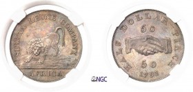1245-Sierra Leone
 Epreuve sur flan bruni du 1/2 dollar / 50 cents 1791
 Soho (Birmingham).
 Rarissime - 54 exemplaires.
 KM 5
 Flan Bruni - NGC ...