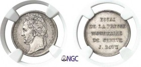 1262-Suisse
 Canton de Genève
 Essai en argent du 1/2 franc (module) - J. Bovy.
 D’une insigne rareté en argent.
 Léger nettoyage.
 Le seul exemp...