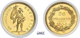 1276-Suisse
 République Helvétique (1798-1803)
 32 francs or - 1800 B Berne.
 Le 32 de la valeur est regravé sur un 16.
 Très rare et d’une qualit...