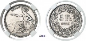 1290-Suisse - Tir Fédéral
 Canton de Soleure.
 5 francs - 1855.
 Très rare - Légèrement nettoyé.
 HMZ 2-1343a - KM S3
 Superbe - NGC AU Details...