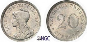 1316-Uruguay
 République (1830 à nos jours)
 Epreuve en cupro-nickel du 20 centavos - 1899.
 Le plus bel exemplaire gradé.
 KM Pn37
 FDC - NGC MS...