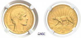 1320-Uruguay
 République (1930 à nos jours)
 Essai en or du 10 centesimos bronze-aluminium - 1930
 Paris - P. A. Morlon.
 Frappé pour le centenair...