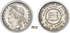1352-USA
 République fédérale (1789 à nos jours)
 Epreuve sur flan bruni en « goloid » du 1 dollar / 100 cents
 1879 - Barber.
 Tranche striée.
 ...