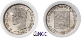 1366-Venezuela
 République (1823 à nos jours)
 5 centavos - 1876 A Paris.
 Type au A sans empattement.
 Très rare dans cette qualité.
 1.25g - KM...