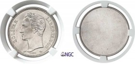 1375-Venezuela
 République (1823 à nos jours)
 Epreuve uniface en cupro-nickel du 2 bolivares argent.
 Non daté 1960 Paris.
 Chouette, différent d...
