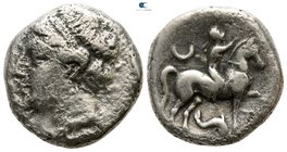 Calabria. Tarentum. Campano-Tarentine Series circa 281-228 BC. Didrachm AR