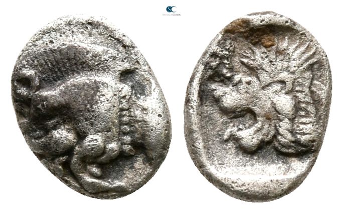 Mysia. Kyzikos 450-400 BC. 
Hemiobol AR

7 mm., 0.36 g.



very fine