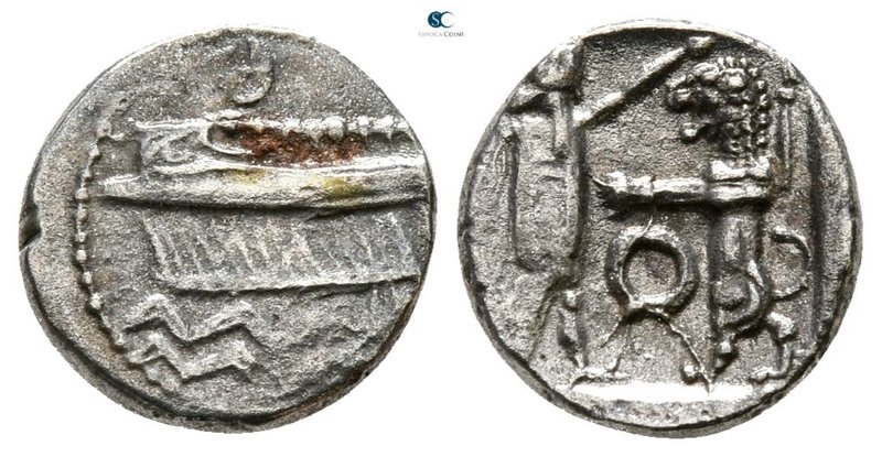 Phoenicia. Sidon. Time of Baalshallim II 401-366 BC. 
Obol AR

9 mm., 0.71 g....