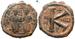Justin II and Sophia AD 565-578. Theoupolis (Antioch). Half follis Æ