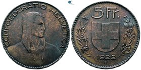 Switzerland. Alphirt.  AD 1922B. 5 Francs AR