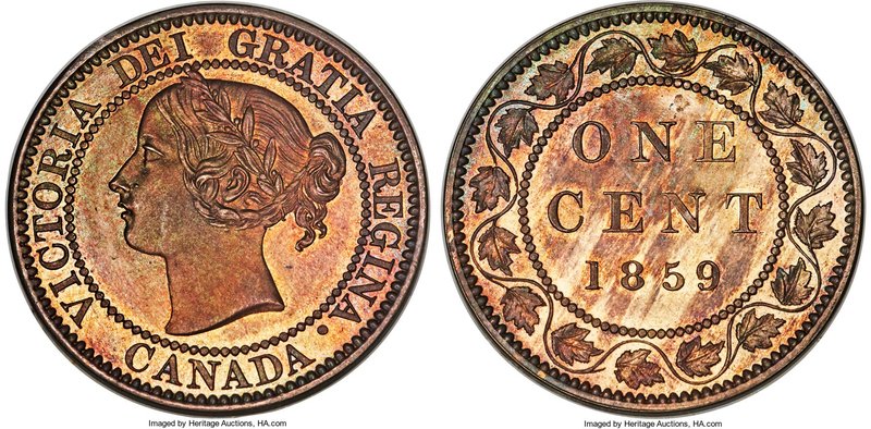 Victoria "Wide 9" Cent 1859 UNC Details (Spot Removed) PCGS, London mint, KM1. W...