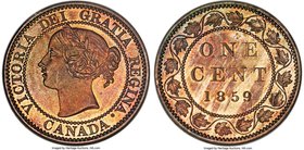 Victoria "Wide 9" Cent 1859 UNC Details (Spot Removed) PCGS, London mint, KM1. Wide 9 variety. Superbly struck, with beautiful, striated tones of copp...