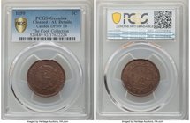 Victoria "Double Punched Narrow 9, Type 4" Cent 1859 AU Details (Cleaned) PCGS, London mint, KM1. Double punched Narrow 9, type 4 (DPN9 T4) variety. S...