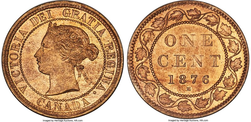 Victoria Cent 1876-H UNC Detail (Questionable Color) PCGS, Heaton mint, KM7. Wel...