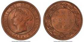 Victoria Cent 1898-H MS64 Red and Brown PCGS, Heaton mint, KM7. Toned to a dark mahogany in color, gentle cartwheel luster still prevalent across the ...