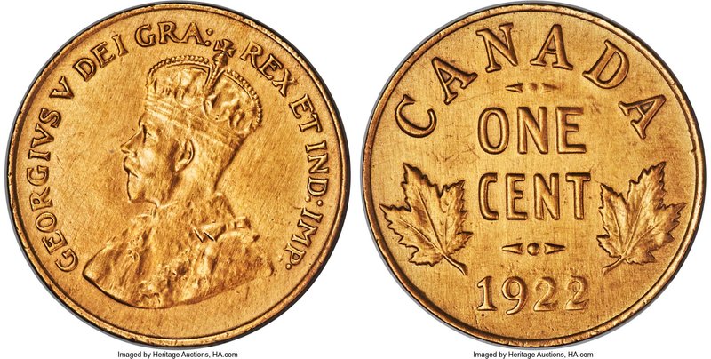 George V Cent 1922 AU Details (Smoothed Surfaces) PCGS, Ottawa mint, KM28. Hands...