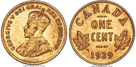 George V Cent 1929 UNC Details (Cleaned) PCGS, Ottawa mint, KM28. Lightly cleaned surfaces retain an attractive cherry-brown coloration throughout, wh...