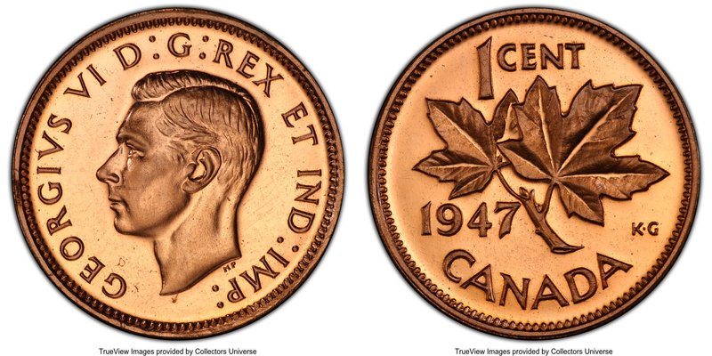 George VI Specimen Cent 1947 SP64 Red PCGS, Royal Canadian Mint, KM32. Bright re...