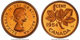 Elizabeth II Prooflike "No Shoulder Fold" Cent 1954 PL65 Red PCGS, Royal Canadian Mint, KM49. No Shoulder Fold/Strap variety.

HID09801242017