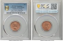 Elizabeth II "No Shoulder Fold" Cent 1955 UNC Details (Cleaned) PCGS, Royal Canadian Mint, KM49. No Shoulder Fold/Strap variety. For comparison, we no...