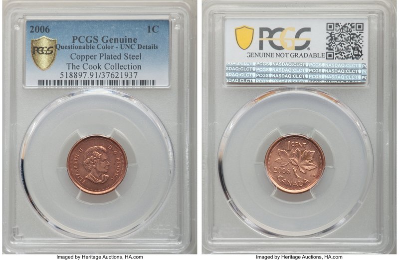 Elizabeth II copper-plated steel Cent 2006 UNC Details (Questionable Color) PCGS...