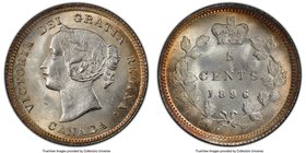 Victoria 5 Cents 1896 MS65 PCGS, London mint, KM2. Bold white centers with peripheral toning. 

HID09801242017