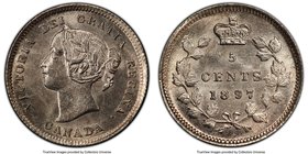 Victoria "Wide 8" 5 Cents 1897 MS63 PCGS, London mint, KM2. Wide 8 variety. Fully struck, satin surfaces.

HID09801242017