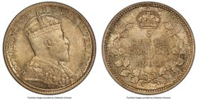 Edward VII 5 Cents 1905 MS66 PCGS, London mint, KM13. Alluring at every turn, with metallic tone dressed over the devices and a lovely pullaway effect...