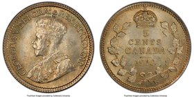 George V 5 Cents 1913 MS65 PCGS, Ottawa mint, KM22. An immediate impression of quality strikes the viewer of this gem example, lustrous and revealing ...