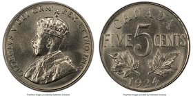 George V 5 Cents 1924 MS63 PCGS, Ottawa mint, KM29. Cartwheel luster.

HID09801242017