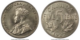 George V 5 Cents 1927 MS64 PCGS, Ottawa mint, KM29. On the cusp of gem preservation, with only perhaps a single stray wisp or two keeping the coin fro...