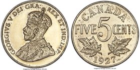 George V Specimen 5 Cents 1927 UNC Details (Cleaned), Ottawa mint, KM29. Struck to pinpoint accuracy with resulting sharpness that could not be matche...