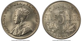 George V 5 Cents 1928 MS65+ PCGS, Ottawa mint, KM29. A beautiful gem displaying bright flaring luster. 

HID09801242017