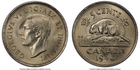 George VI 5 Cents 1940 MS65 PCGS, Royal Canadian Mint, KM33. Haloed portrait on otherwise satin surfaces. 

HID09801242017