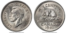 George VI 5 Cents 1941 MS64+ PCGS, Royal Canadian Mint, KM33. Full mint bloom. 

HID09801242017