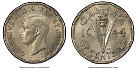 George VI Mint Error - Missing Chromium Layer 5 Cents 1944 MS62 PCGS, Royal Canadian Mint, KM40a. A second example of this error offered in the sale, ...