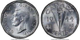 George VI 5 Cents 1944 MS62 PCGS, Royal Canadian Mint, KM40a. Struck in chrome-plated steel. 

HID09801242017