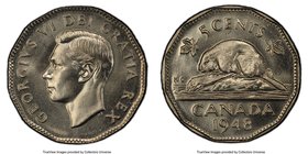 George VI 5 Cents 1948 MS66 PCGS, Royal Canadian Mint, KM42. A standout selection of strong quality for the type. 

HID09801242017
