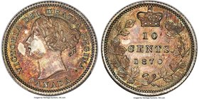 Victoria "Wide 0" 10 Cents 1870 UNC Detail (Repaired) PCGS, London mint, KM3. Wide 0 in date. Repaired with some smoothing to Victoria's portrait and ...