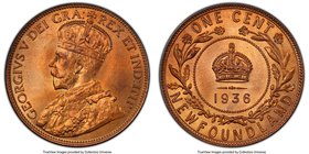 Newfoundland. George V Cent 1936 MS66 Red PCGS, Royal Canadian Mint, KM16. Red satin surfaces nicely struck and full of luster. 

HID09801242017