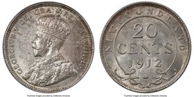 Newfoundland. George V 20 Cents 1912 MS63 PCGS, Ottawa mint, KM15. Lustrous surfaces with taupe toning. 

HID09801242017