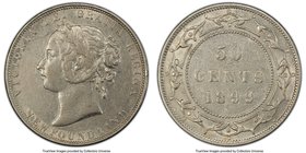 Newfoundland. Victoria "Narrow 9" 50 Cents 1899 AU50 PCGS, London mint, KM6. Narrow 9 variety. Lightly circulated, with argent mint luster visible in ...