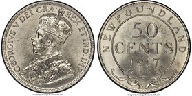 Newfoundland. George V 50 Cents 1917-C UNC Details (Cleaned) PCGS, Ottawa mint, KM12. Appealing and lustrous despite the certification; George's portr...