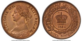 Nova Scotia. Victoria 1/2 Cent 1864 MS64 Red and Brown PCGS, London mint, KM7. Two year type, excellent detail in strike. 

HID09801242017
