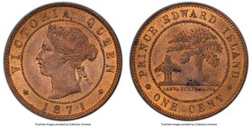 Prince Edward Island. Victoria "Coin Alignment" Cent MS64 Red and Brown PCGS, London mint, KM4. Coin alignment variety. Reverse flan defect. 

HID0980...